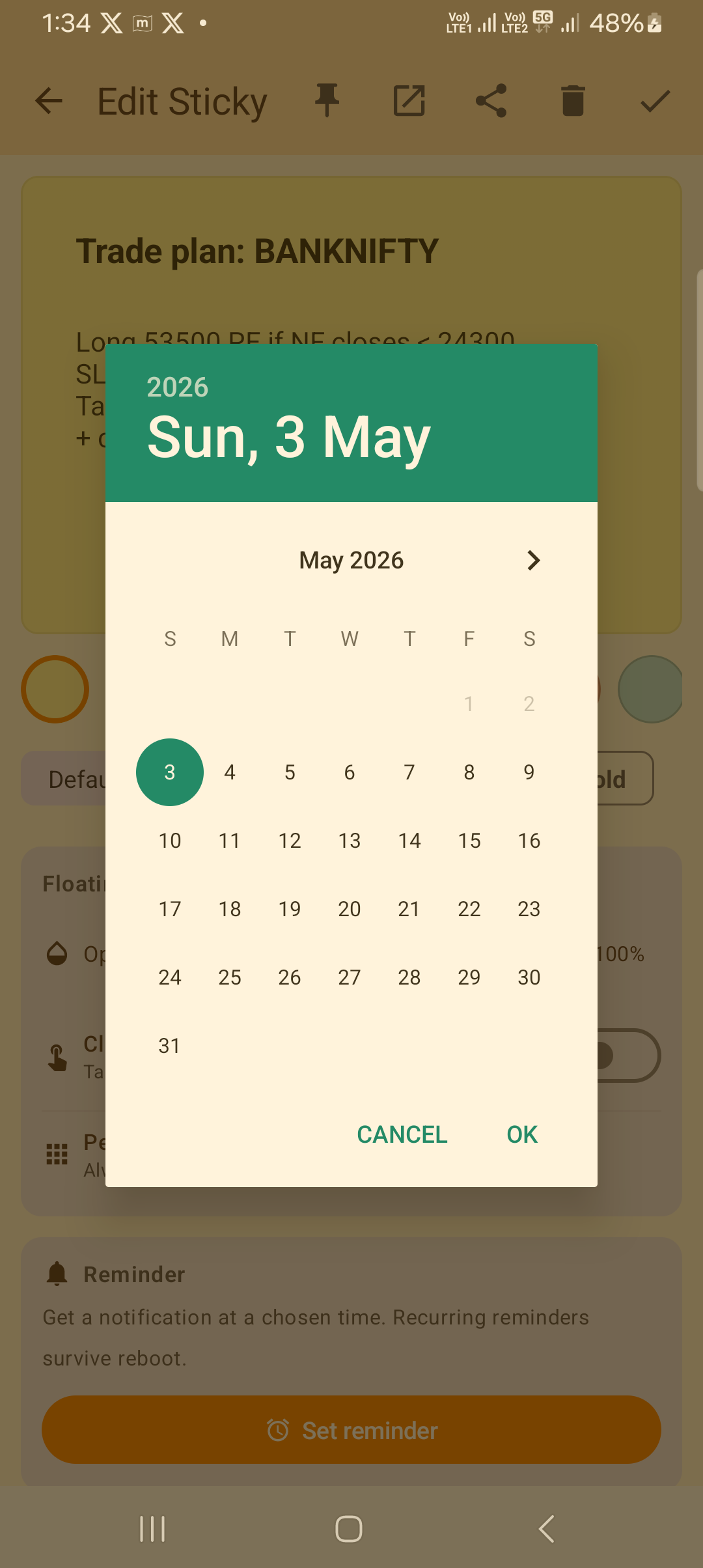 Reminder picker